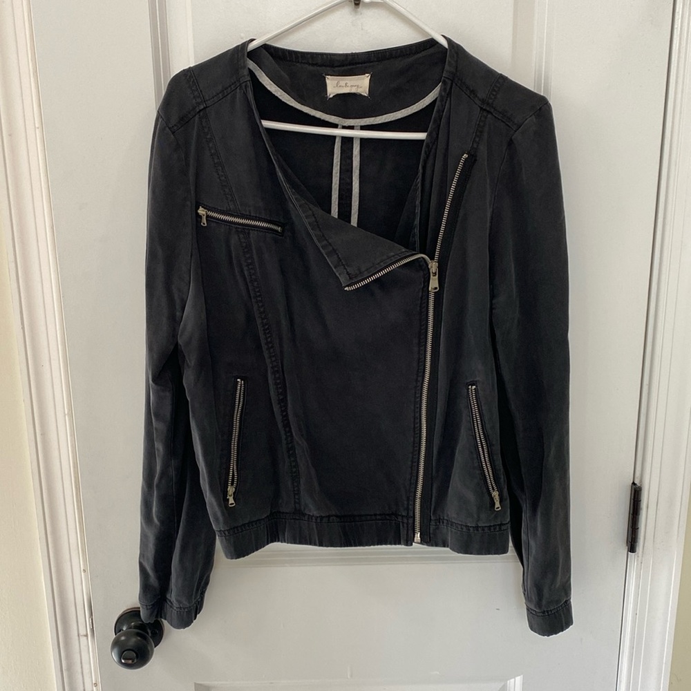 Lou & Grey black distressed moto jacket